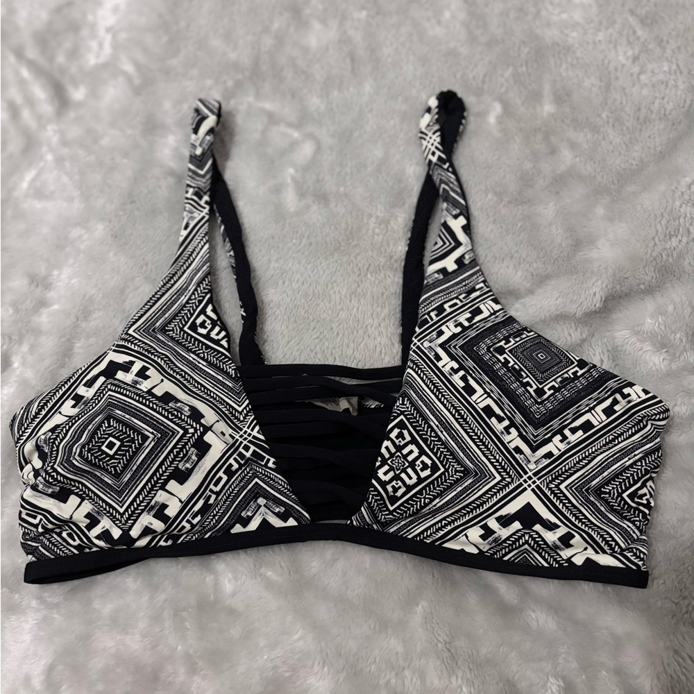 Black and White Geometric Bikini Top